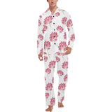 Pink lotus waterlily pattern Men's Long Pajama Set
