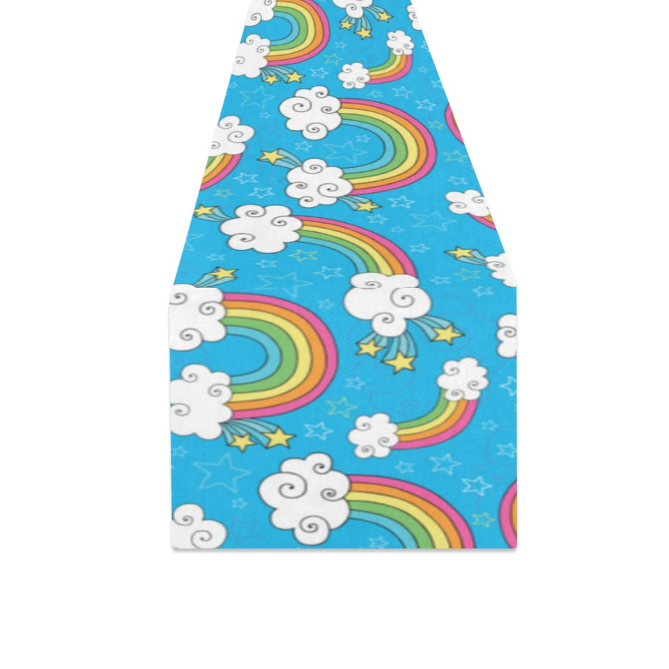 Rainbows Sky Clouds Pattern Table Runner