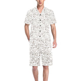 cacao beans leaves pattern Men's V-Neck Short Pajama Set