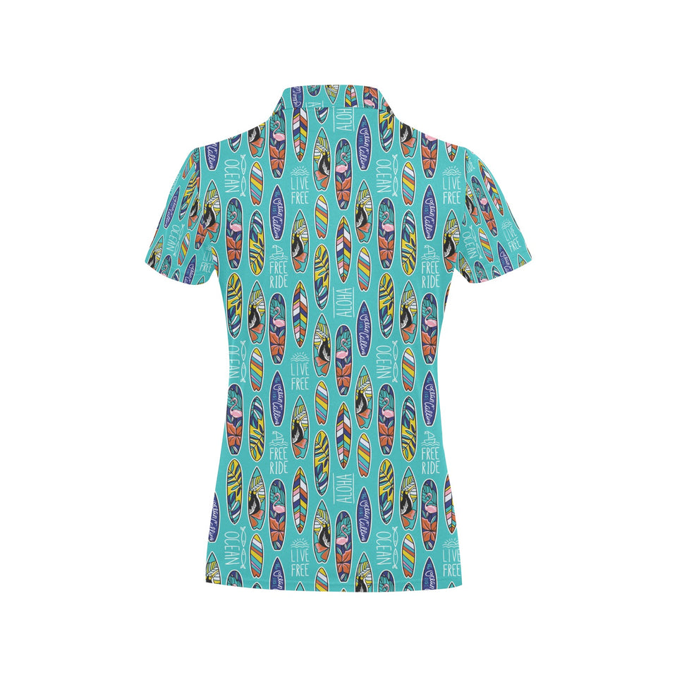 Surfboard Pattern Print Design 05 Women's All Over Print Polo Shirt