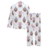 Cute pug hat rabbit costume pattern Men's Long Pajama Set