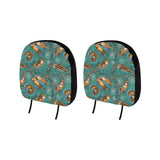 cute brown sea otters ornamental seaweed corals gr Car Headrest Cover