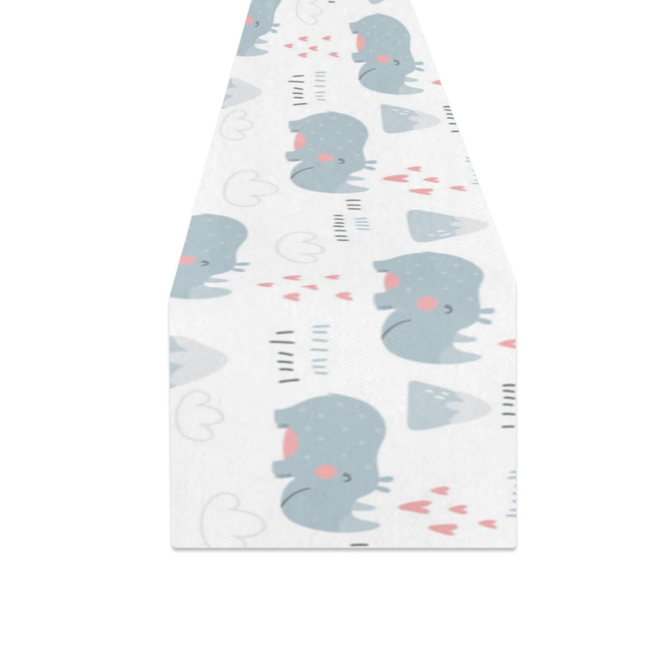 cute rhino heart pattern Table Runner