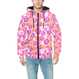 Hibiscus Pattern Print Design 01 Men's Padded Hooded Jacket