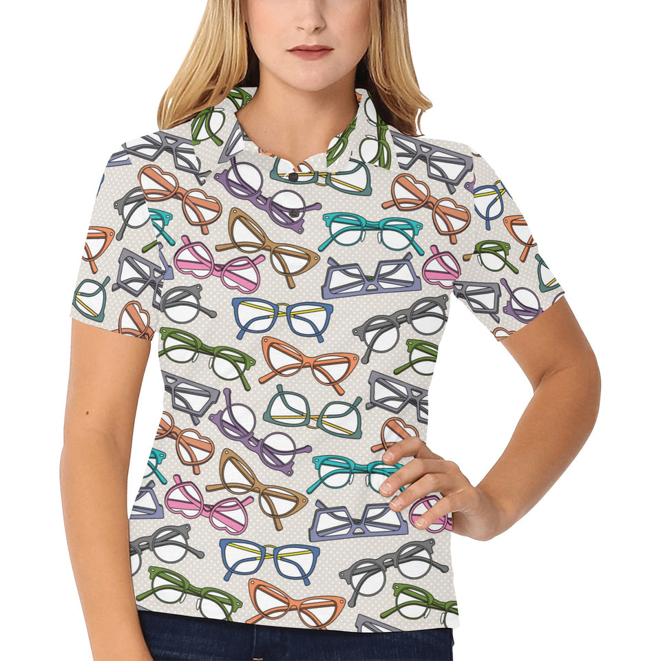 Sun Glasses Pattern Print Design 01 Women's All Over Print Polo Shirt