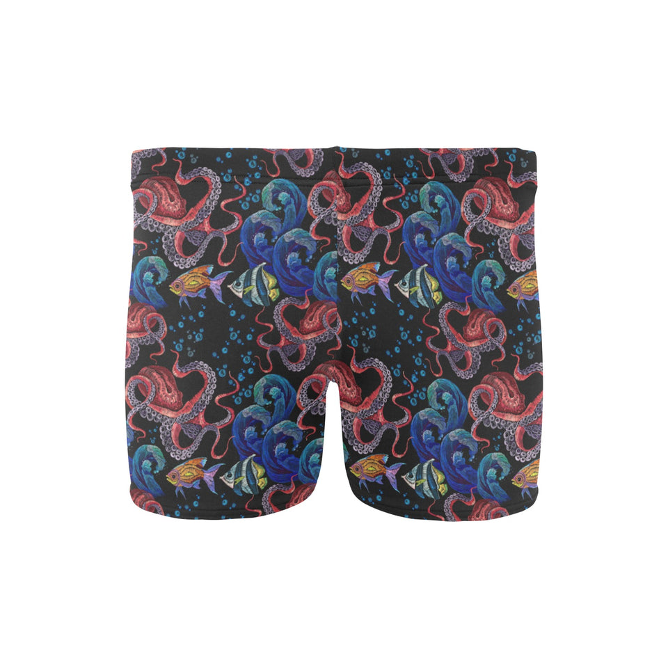 Octopus sea wave tropical fishe pattern Men's Swimming Trunks
