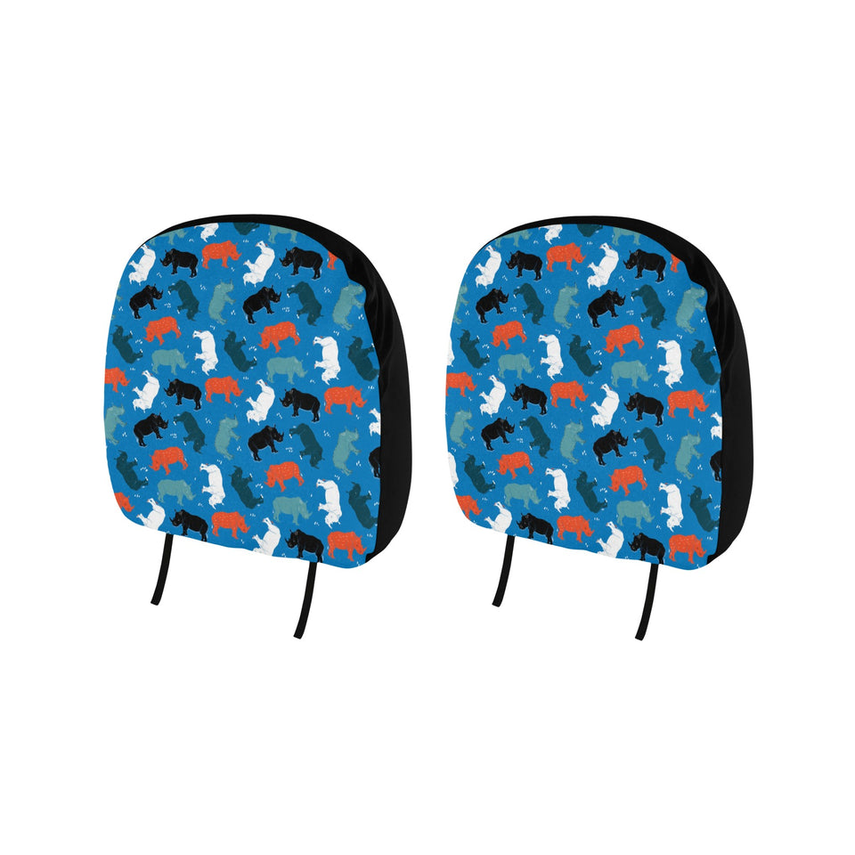Colorful rhino pattern Car Headrest Cover