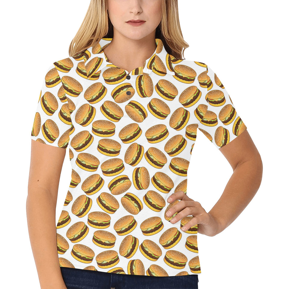 Hamburger Pattern Print Design 03 Women's All Over Print Polo Shirt