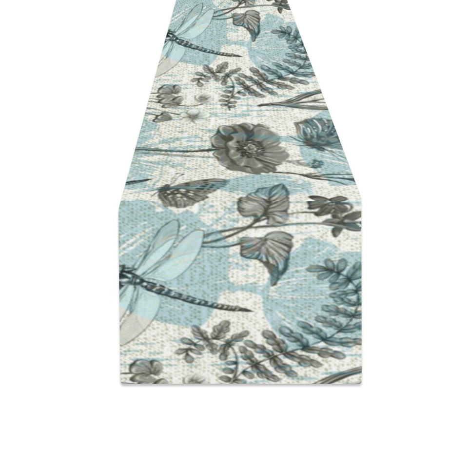 Dragonfly Butterfly Plants insect flower vintage s Table Runner