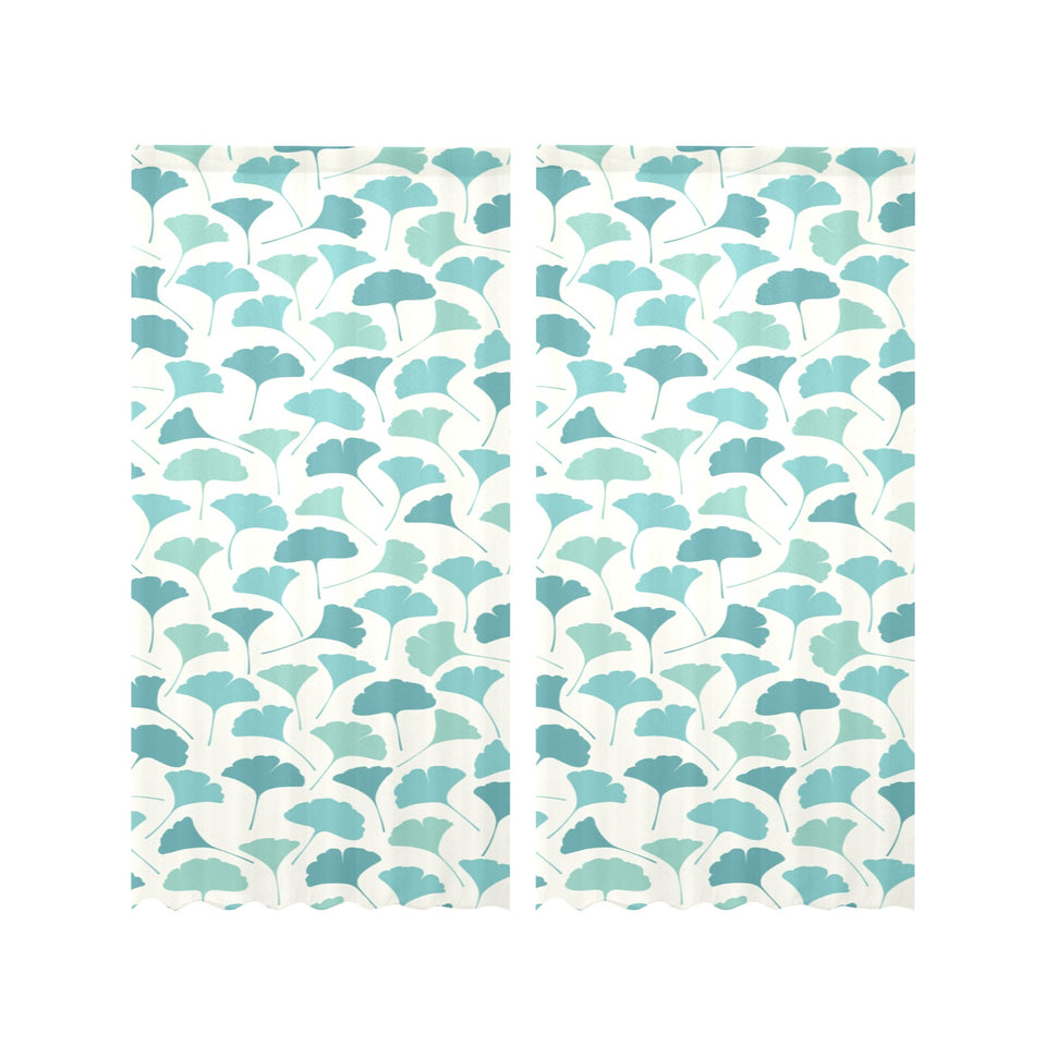 Green ginkgo leaves pattern Gauze Curtain
