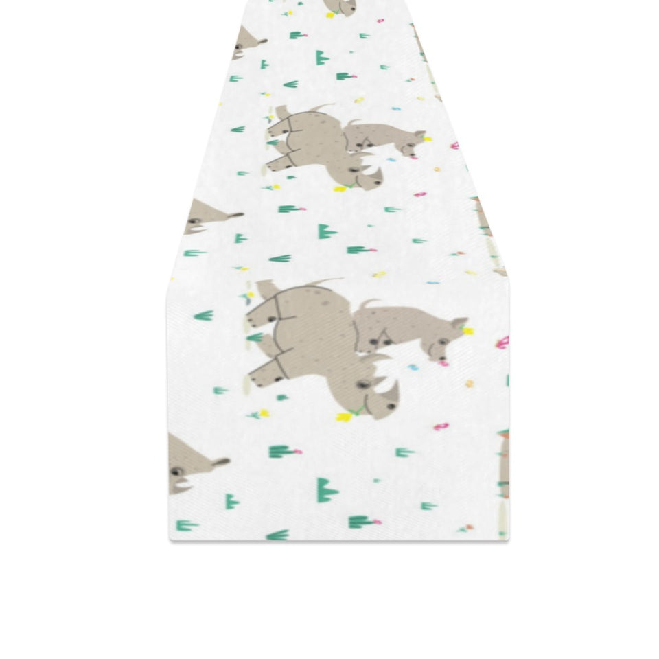 Cute Rhino pattern background Table Runner