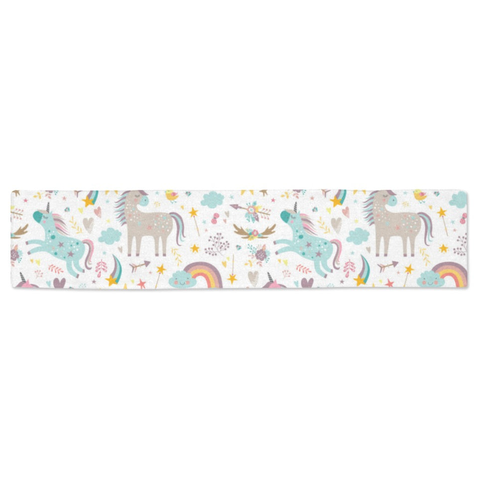 Colorful unicorn pattern Table Runner