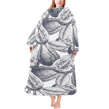 Guava tropical hand drawn pattern Blanket Robe with Sleeves