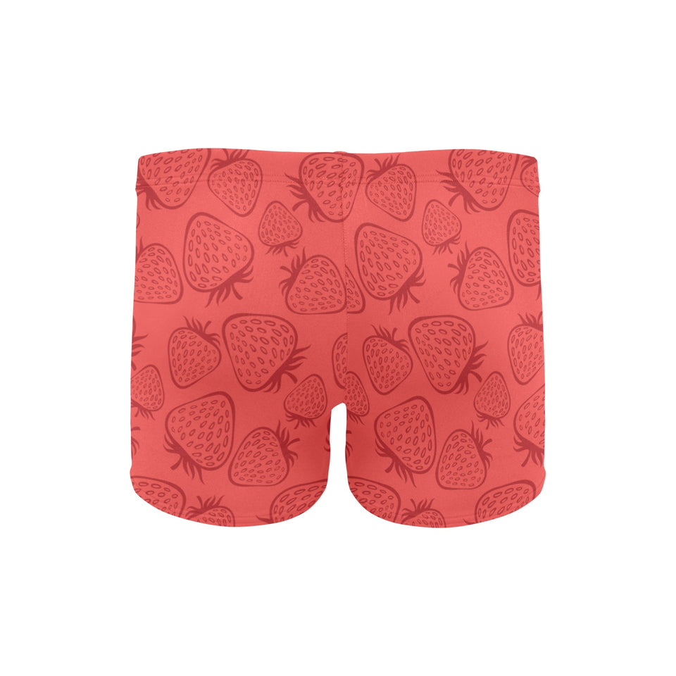 strawberry pattern red background Men's Swimming Trunks