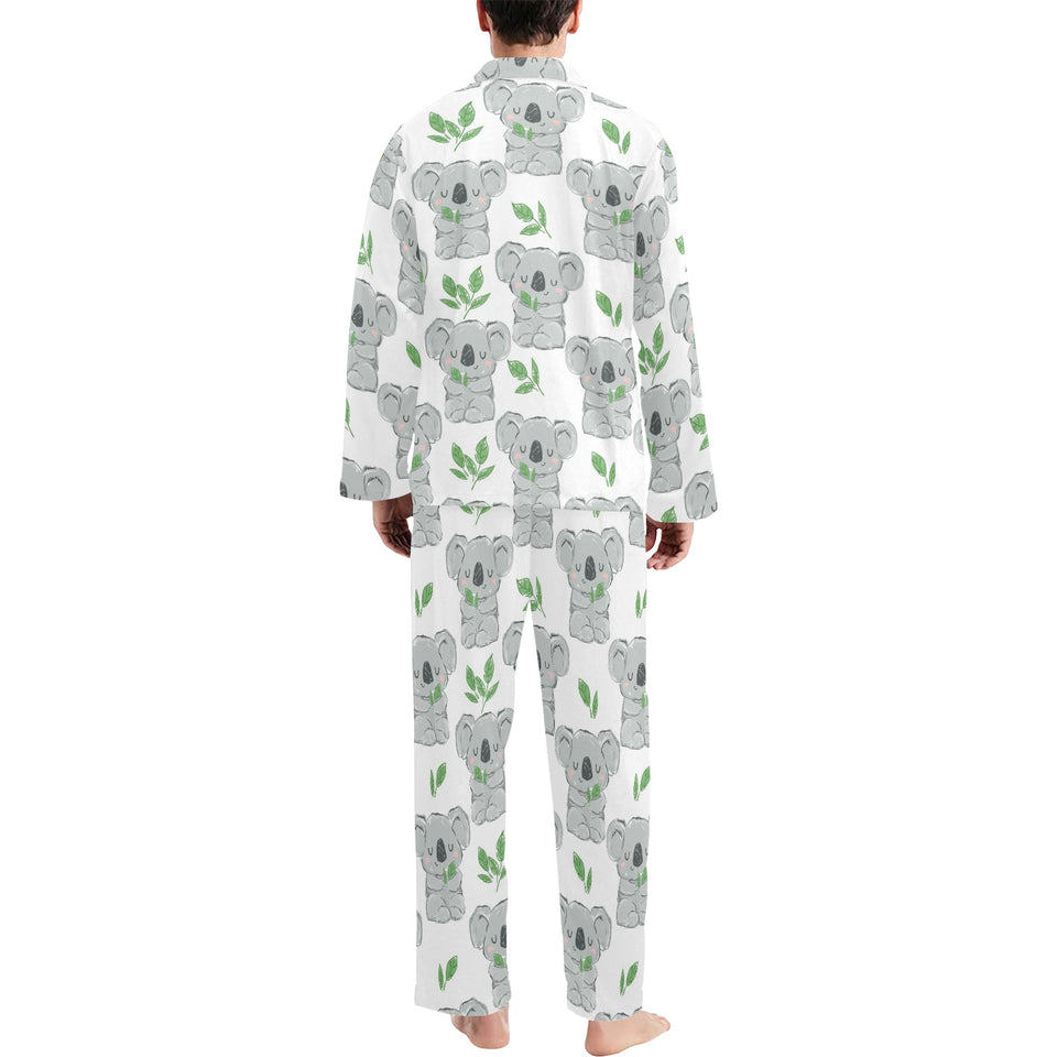 Hand drawn Koala leaves pattern Men's Long Pajama Set