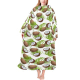 Coconut Pattern Print Design 04 Blanket Robe with Sleeves