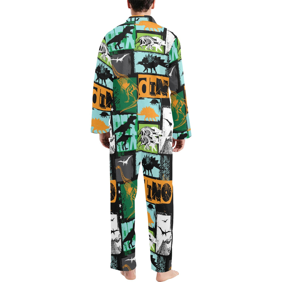 dinosaurs print pattern Men's Long Pajama Set