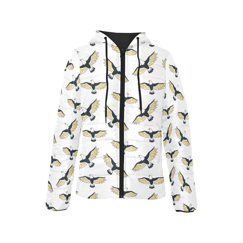 Eagle Pattern Print Design 03 Women's Padded Hooded Jacket