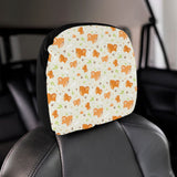Cute brown pomeranian paw leave bone pattern Car Headrest Cover