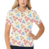 Teddy Bear Pattern Print Design 05 Women's All Over Print Polo Shirt
