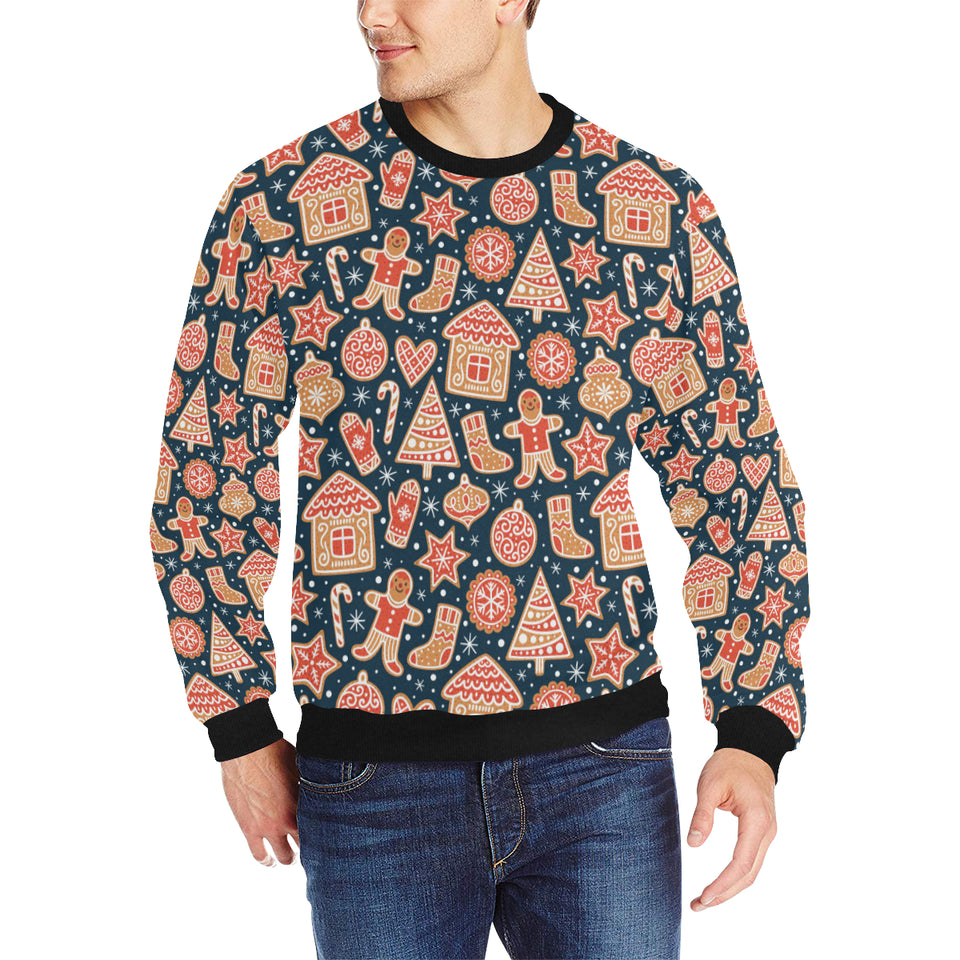 Christmas gingerbread cookie pattern Men's Crew Neck Sweatshirt
