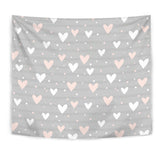 Heart Pattern Gray Background Wall Tapestry