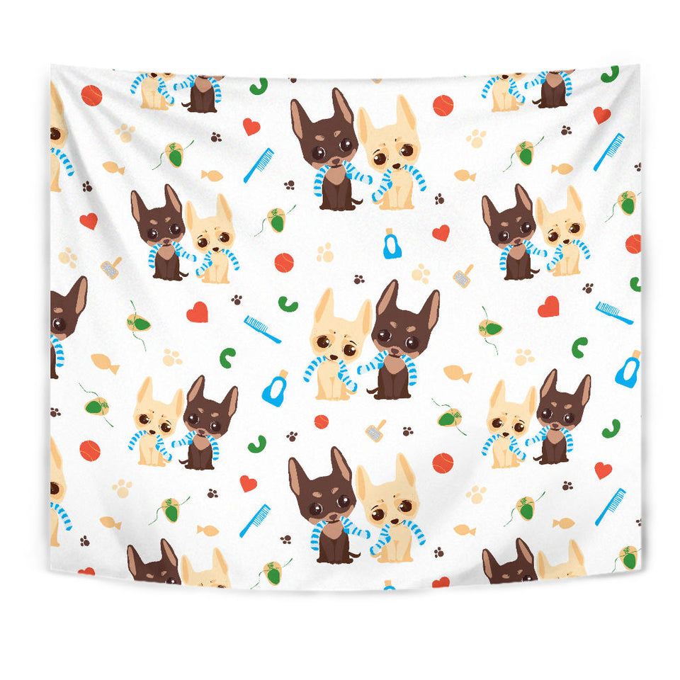 Cute Chihuahua Dog Pattern Wall Tapestry