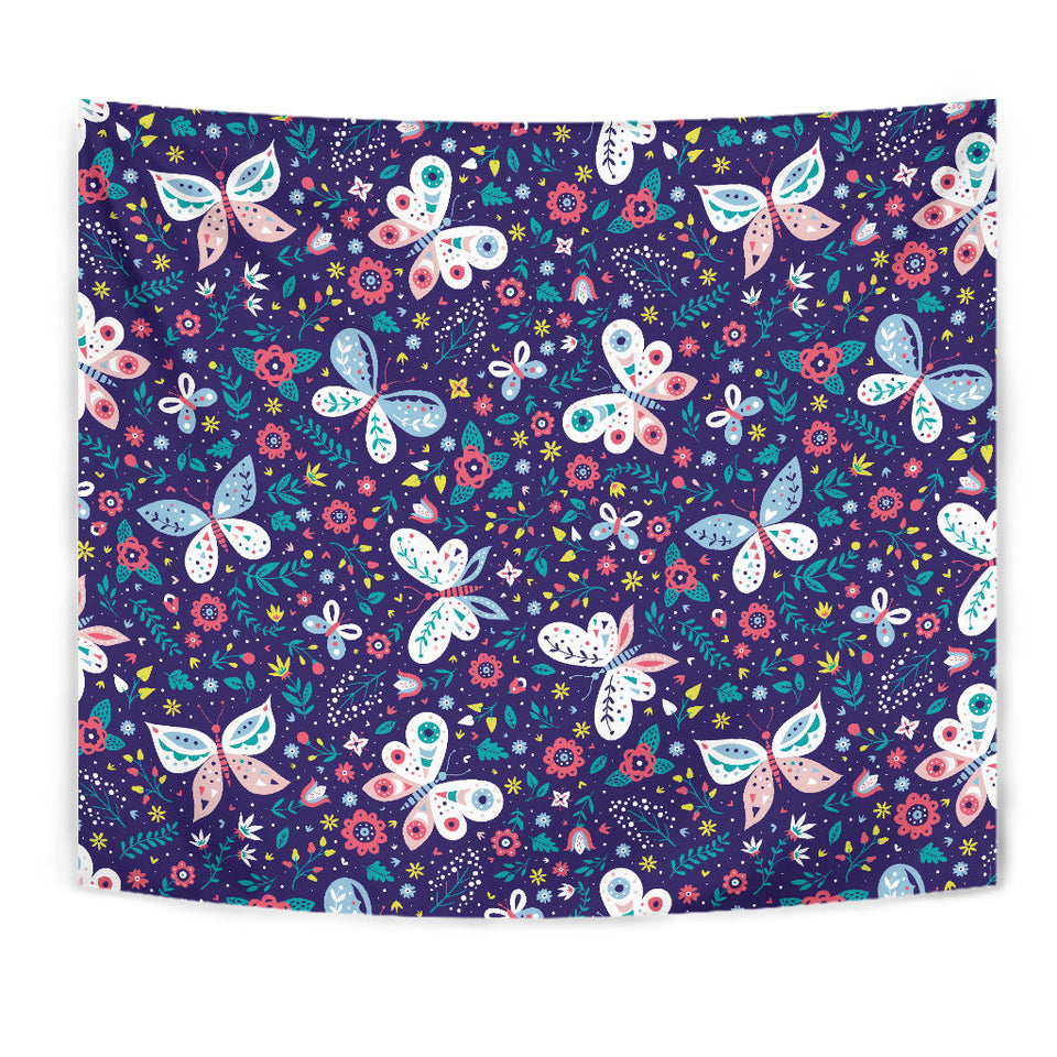 Colorful Butterfly Flower Pattern.Eps Wall Tapestry