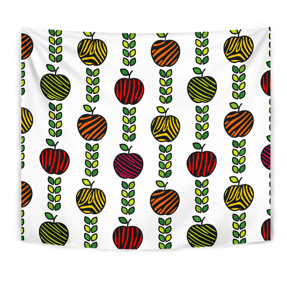 Colorful Apples Leave Zebra Stripe Wall Tapestry