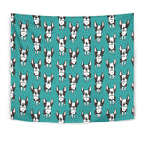 Hand Drawn Boston Terrier Dog Pattern Wall Tapestry