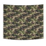 Dark Green Camo Camouflage Pattern Wall Tapestry