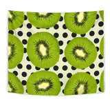 Kiwi Black Dot Background Wall Tapestry