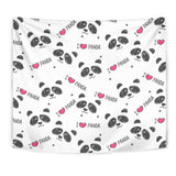 Hand Drawn Faces Of Pandas Pattern Wall Tapestry