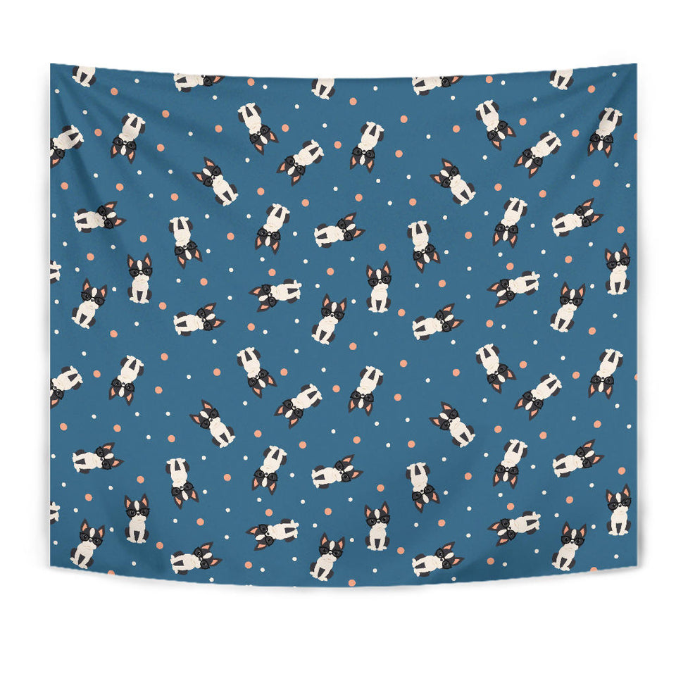 Cute Boston Terrier Dog Spattern Wall Tapestry