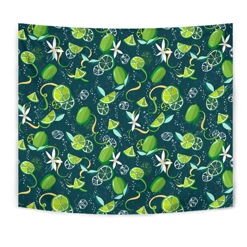 Lime Ice Flower Pattern Wall Tapestry
