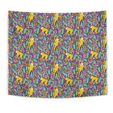 Cute Yellow Monkey Leaves Pattern Wall Tapestry