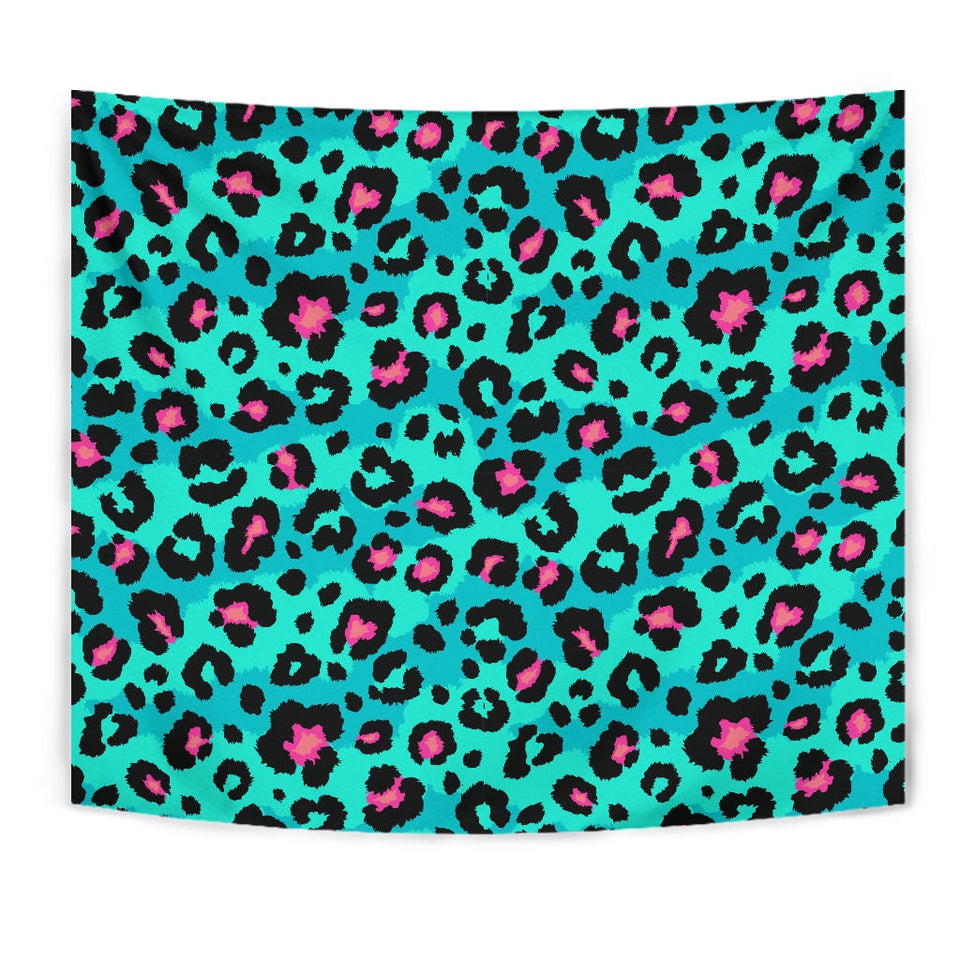 Green Leopard Skin Print Pattern Wall Tapestry