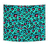 Green Leopard Skin Print Pattern Wall Tapestry