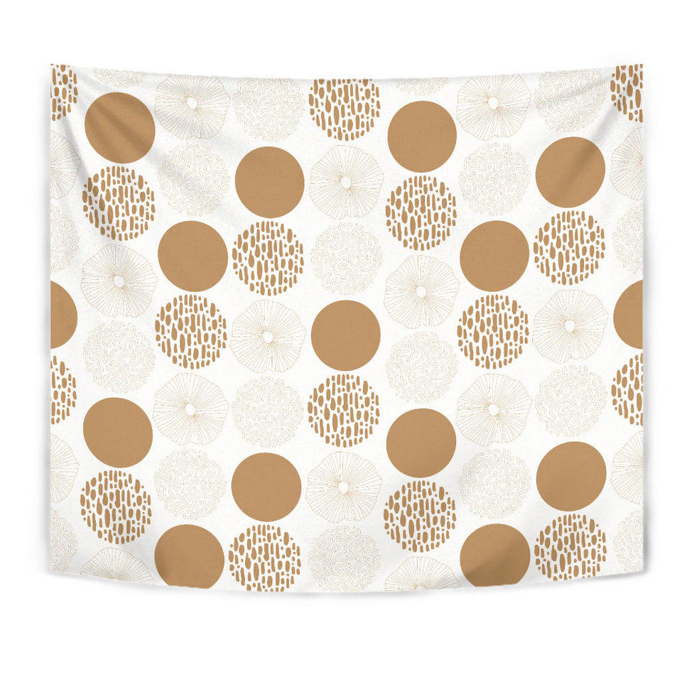 Gold Texture Mushroom Pattern Wall Tapestry