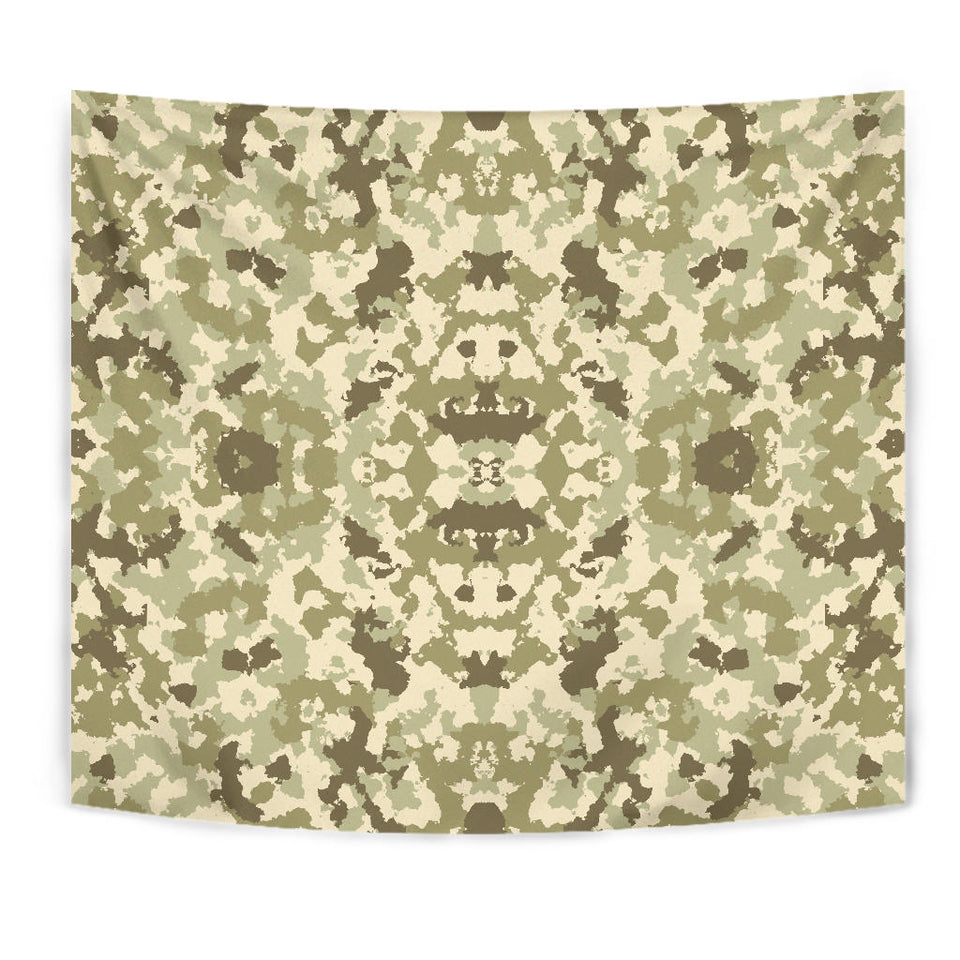 Light Green Camo Camouflage Pattern Wall Tapestry