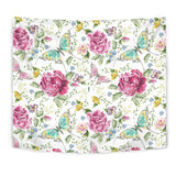 Hand Drawn Butterfly Rose Wall Tapestry