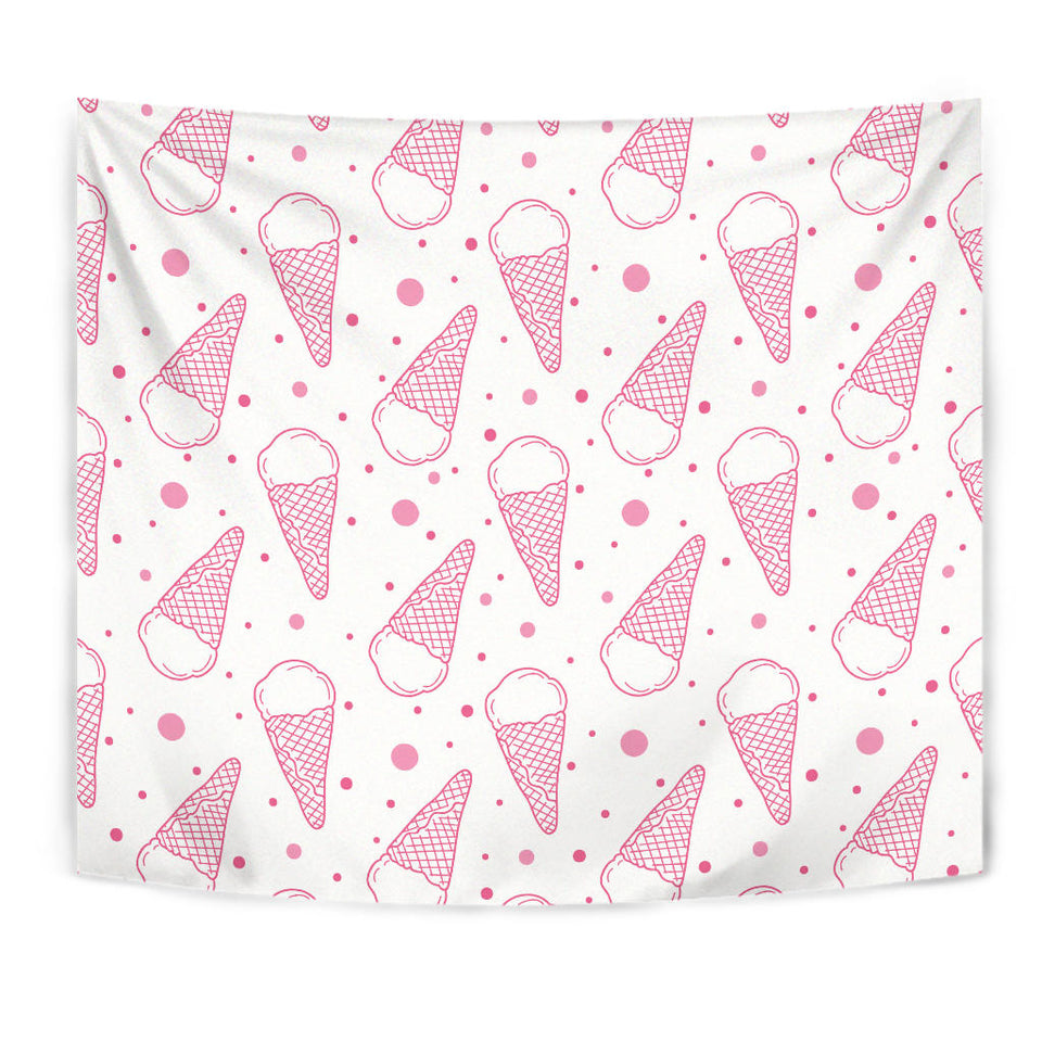 Hand Drawn Ice Cream Pattern Wall Tapestry