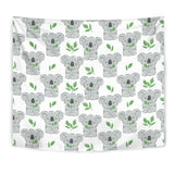 Hand Drawn Koala Leaves Pattern Wall Tapestry