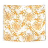 Hand Drawn Orange Fruit Pattern Wall Tapestry