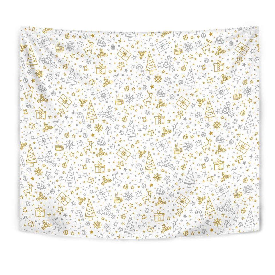 Christmas Tree Christmas Element Silver Gold Pattern Wall Tapestry