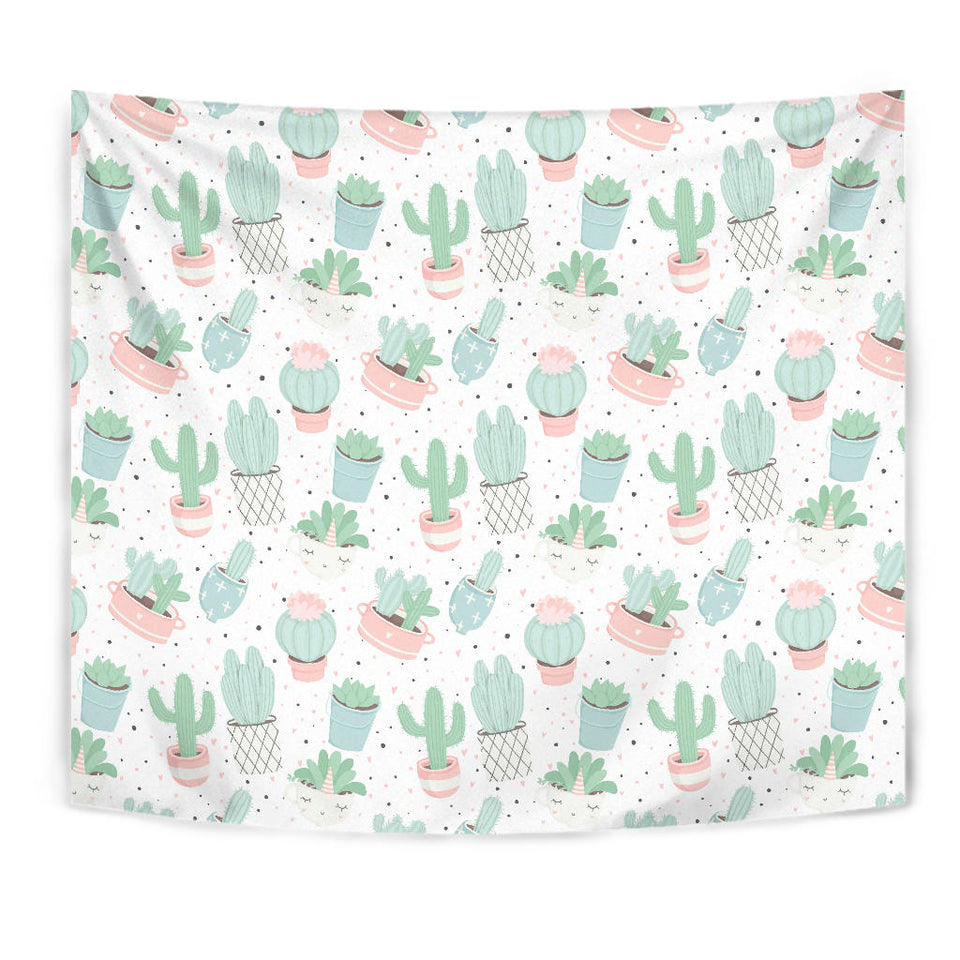 Pastel Colorcactus Pattern Copy Wall Tapestry