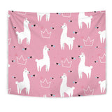Llama Alpaca Pink Background Wall Tapestry