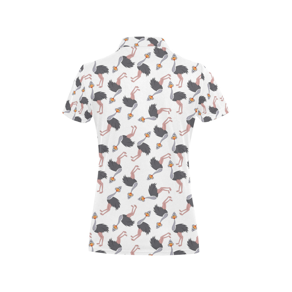Ostrich Pattern Print Design 02 Women's All Over Print Polo Shirt