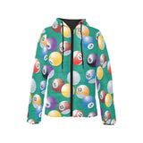 Billiard Ball Pattern Print Design 01 Women's Padded Hooded Jacket