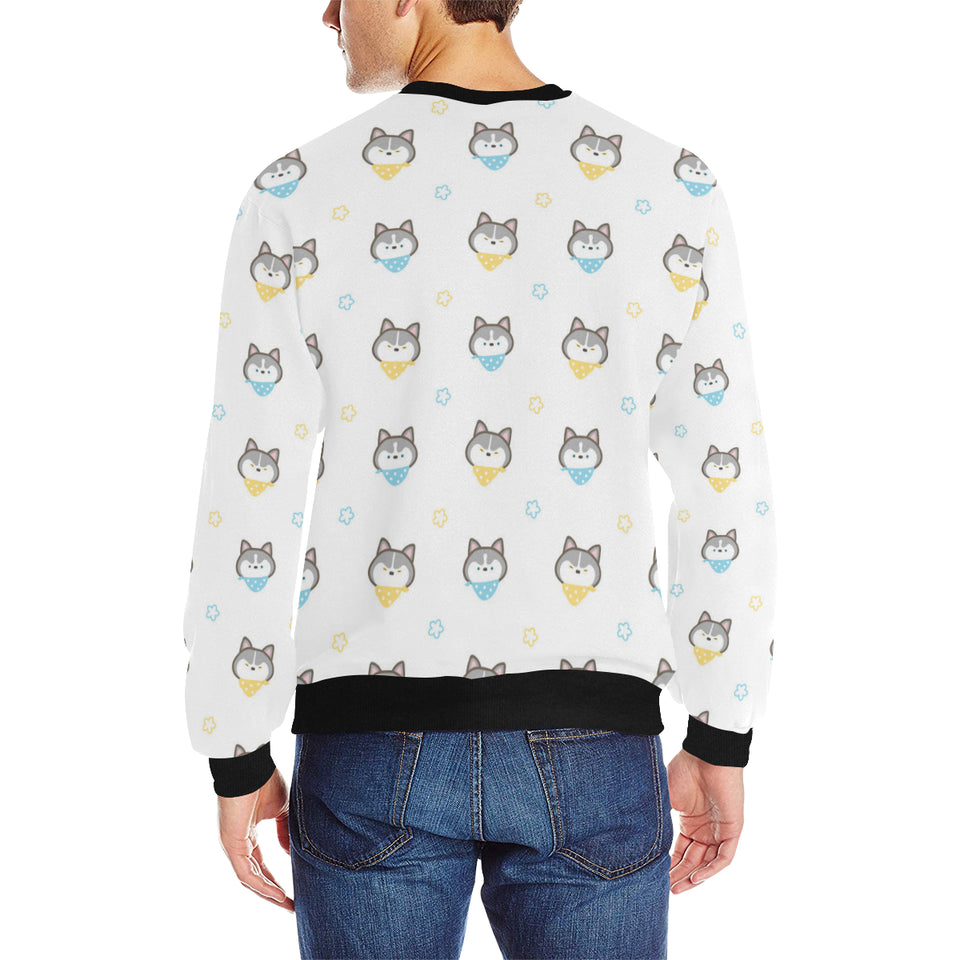 Cute Siberian Husky pattern Men's Crew Neck Sweatshirt
